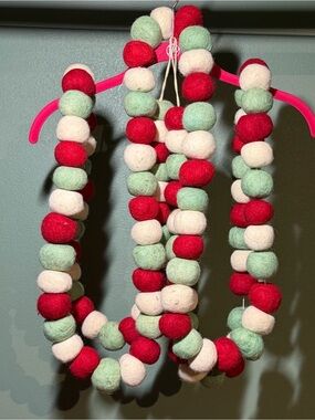 Festive Felt Ball Garland - Red, Mint, Cream